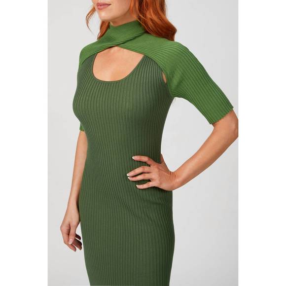 NEW WYNN HAMLYN loop layered knit dress in vert - Picture 4 of 5